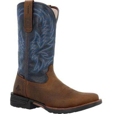 Rocky Men's Bronco 12" Soft Toe Waterproof Western Work Boot- Brown- RKW0453 7 / Medium / Brown and Blue - Overlook Boots