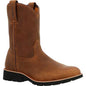 Rocky Men's Monocrepe 9" Round Toe Pull On Western Work Boot - Brown - RKW0461 8 / Medium / Brown - Overlook Boots