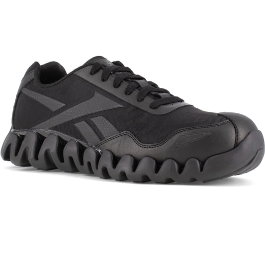 Reebok Men's Zig Pulse Composite Toe Athletic Work Shoe- Black- RB3019 4 / Medium / Black - Overlook Boots