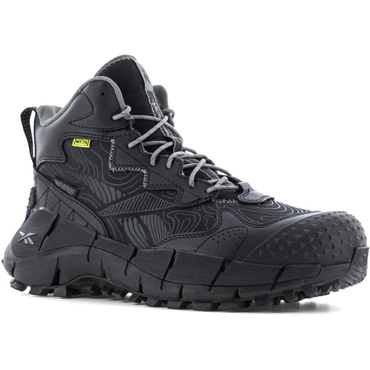 Reebok Men's Zig Kinetica Trail Inspired Waterproof Metguard Work Boot- Black- RB3022 7 / Medium / Black - Overlook Boots