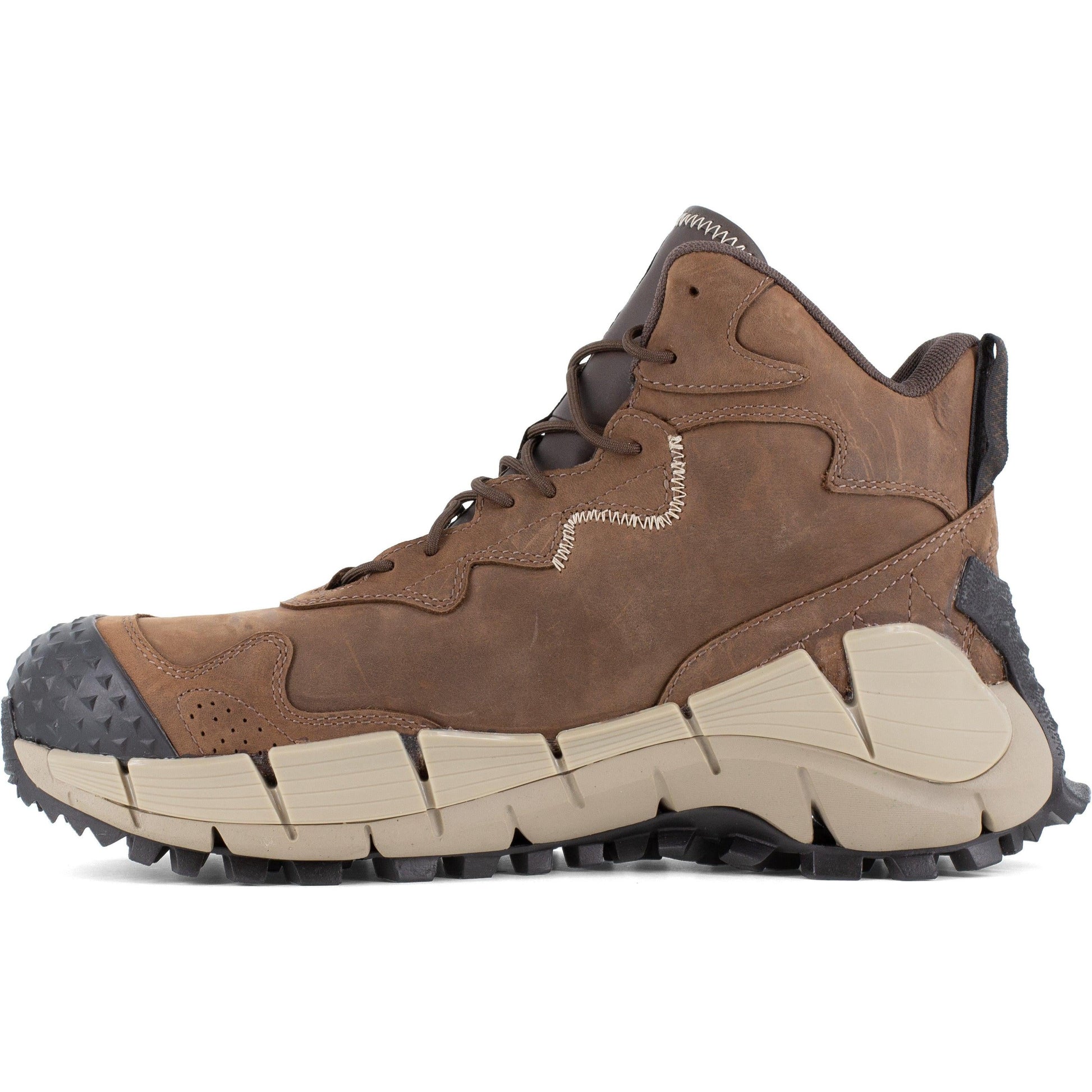 Reebok Men's Zig Kinetica Trail-Inspired Waterproof Hiker Work Boot- Brown- RB3025 - Overlook Boots