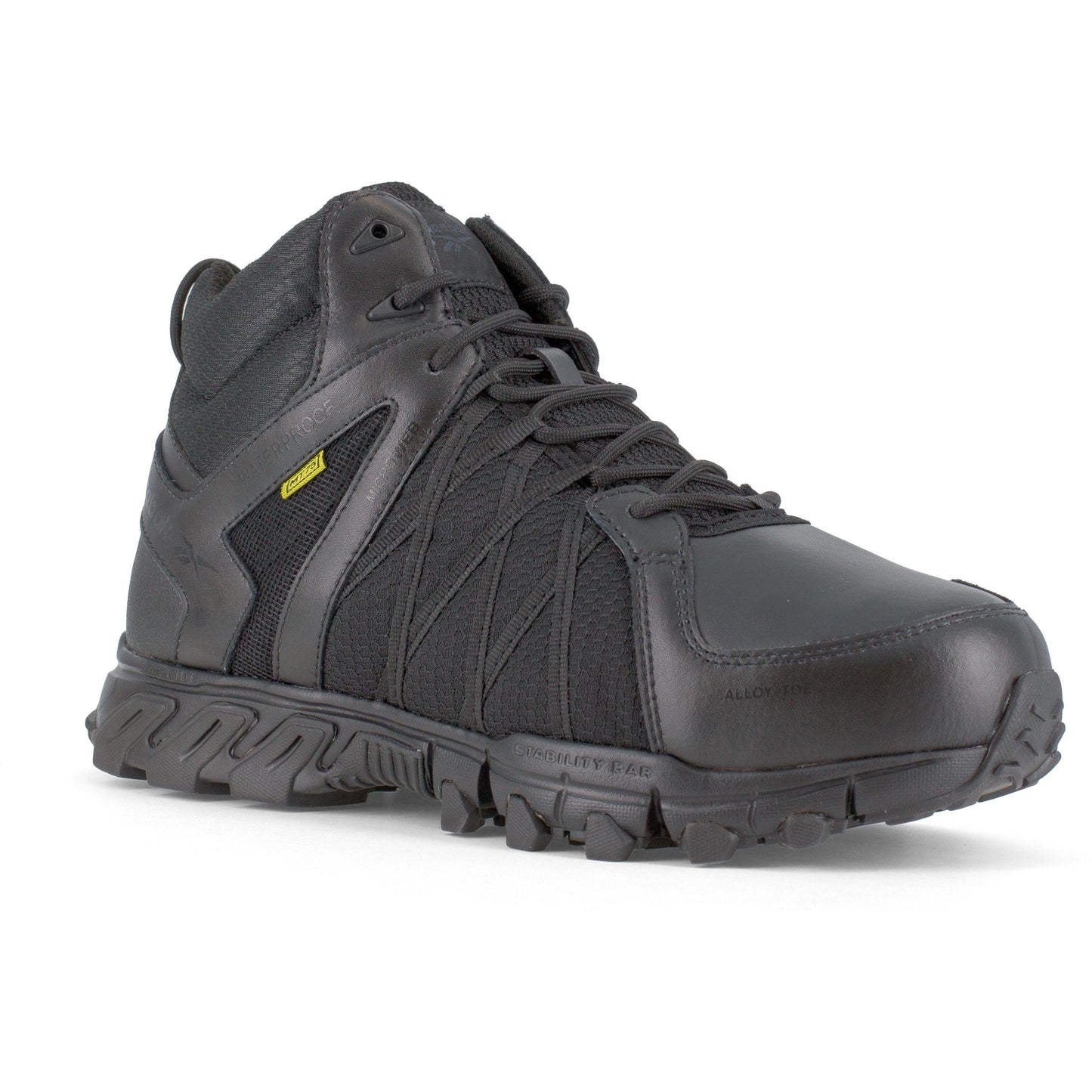 Reebok Men's Trailgrip Alloy Toe Waterproof CushGuard Hiker Work Boot- Black- RB3405 4 / Medium / Black - Overlook Boots