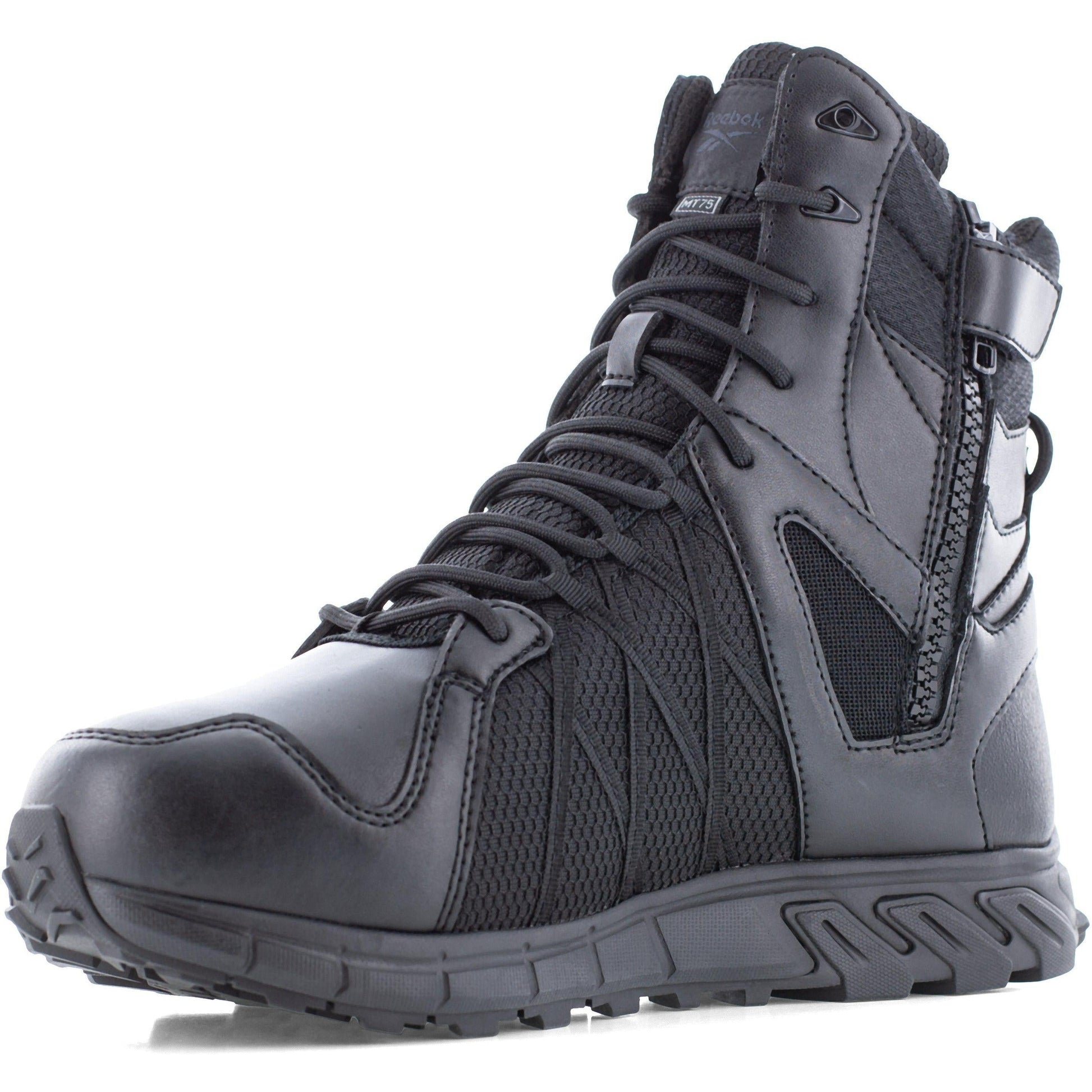Reebok Men's Trailgrip Tactical 8" Composite Toe Side Zipper Tactical Boot- Black- RB3463 - Overlook Boots