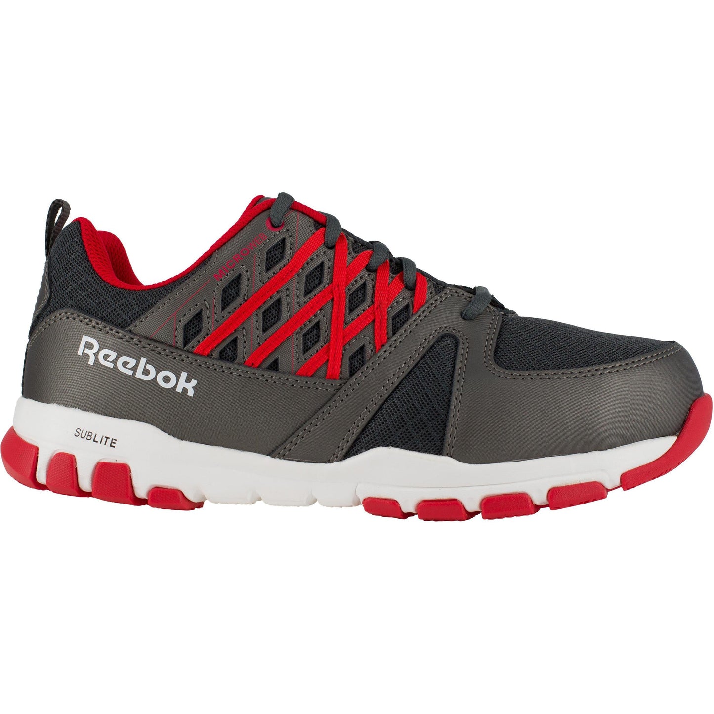 Reebok Men's Sublite Steel Toe Athletic Work Shoe - Grey/Red - RB4005 - Overlook Boots