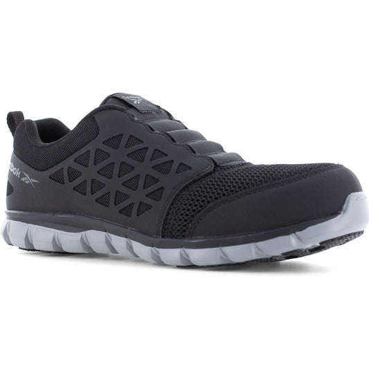 Reebok Men's Sublite Cushion Composite Toe Slip On Athletic Work Shoe- Black- RB4052 7.5 / Medium / Black - Overlook Boots