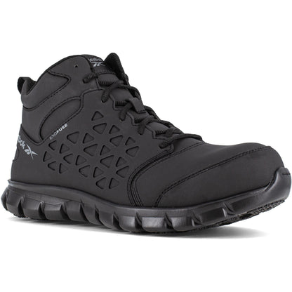 Reebok Men's Sublite Cushion Composite Toe Mid Cut Athletic Work Shoe- Black- RB4059 7 / Medium / Black - Overlook Boots