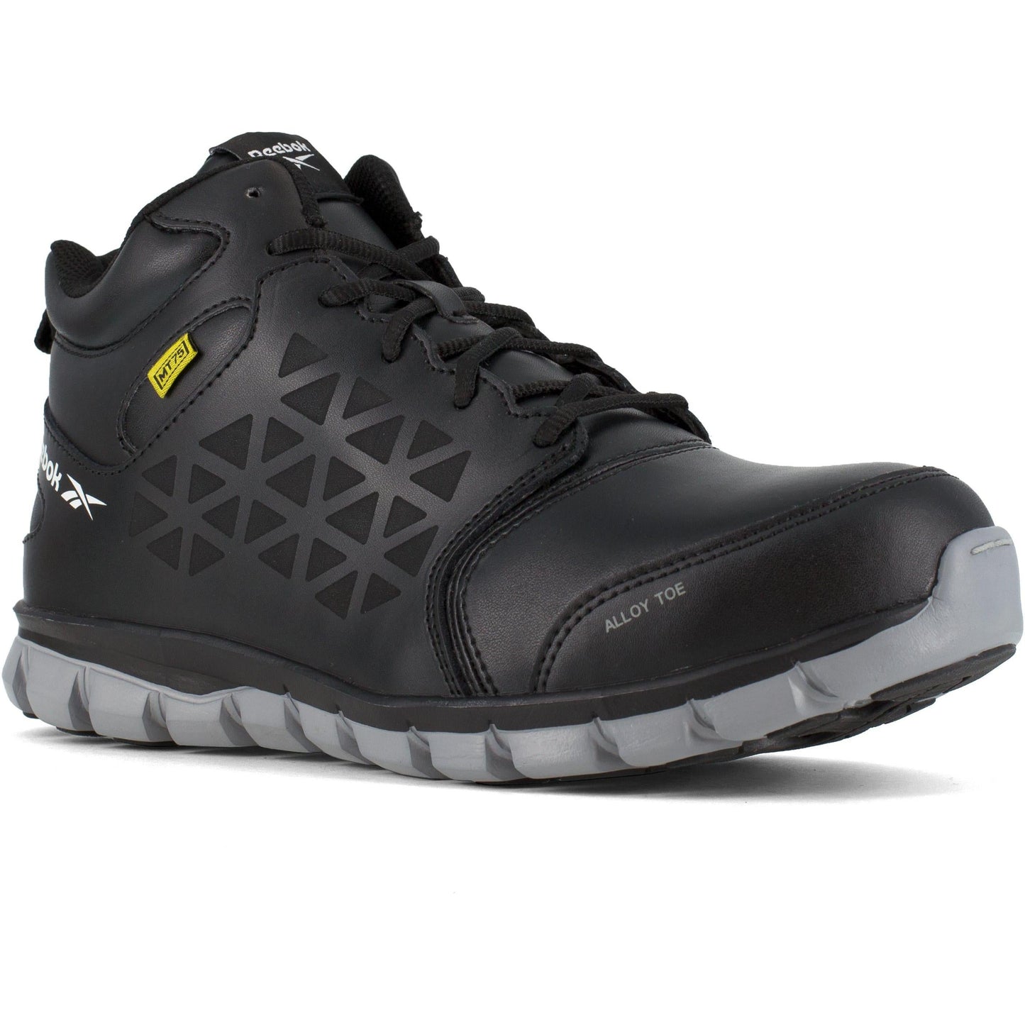 Reebok Men's Sublite Cushion Alloy Toe Metguard Athletic Work Shoe- Black- RB4143 4 / Medium / Black - Overlook Boots