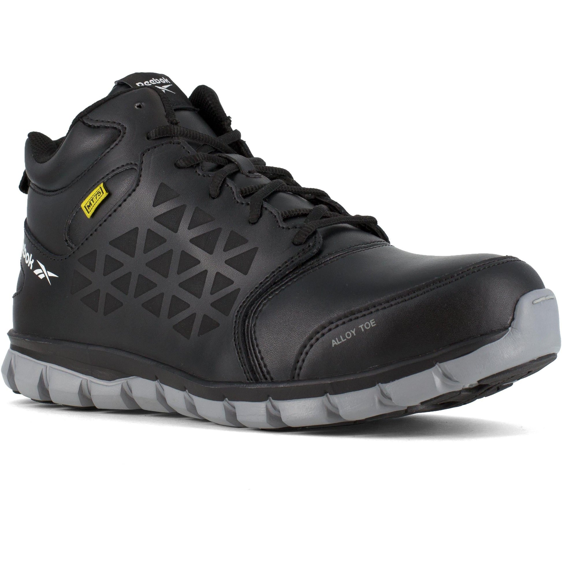 Reebok Men's Sublite Cushion Alloy Toe Metguard Athletic Work Shoe- Black- RB4143 4 / Medium / Black - Overlook Boots