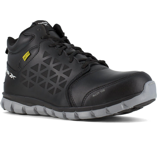 Reebok Men's Sublite Cushion Alloy Toe Metguard Athletic Work Shoe- Black- RB4143 4 / Medium / Black - Overlook Boots