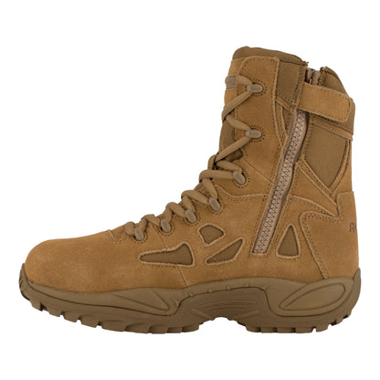 Reebok Men's Rapid Response RB 8" Composite Toe Side Zipper Stealth Military Duty Boot - Coyote - RB8850 - Overlook Boots