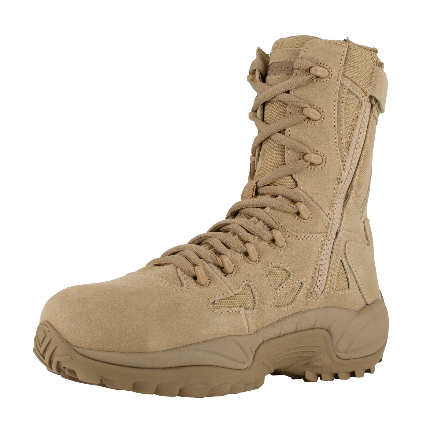 Reebok Men's Rapid Response RB 8" Composite Toe Side Zipper Tactical Military Boot - Tan - RB8894 - Overlook Boots