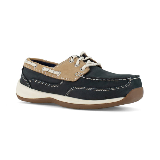 Rockport Women's Sailing Club Steel Toe Three Eye Tie Boat Shoe - Blue - RK670 6 / Medium / Navy - Overlook Boots