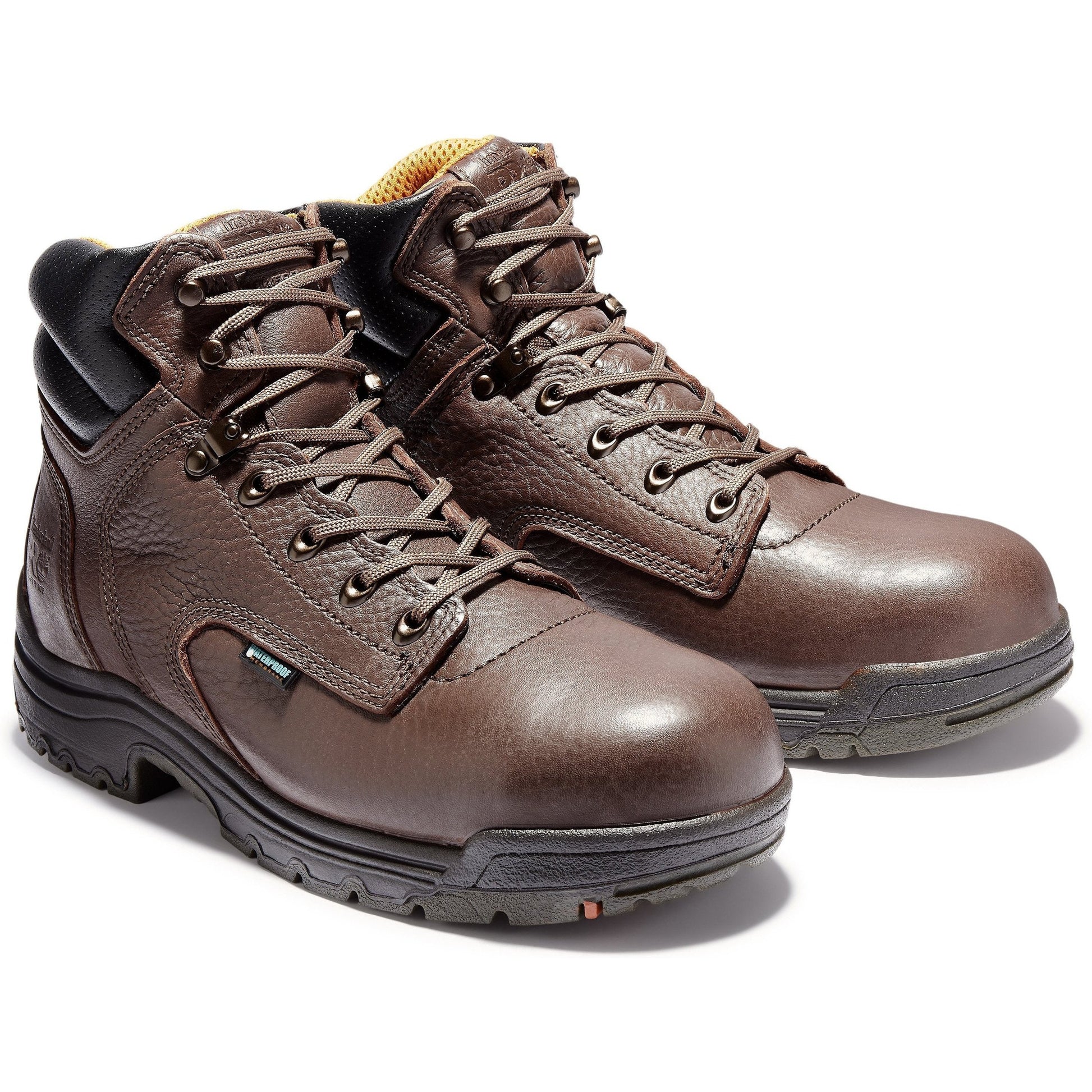 Timberland PRO Men's TiTAN 6" Alloy Toe Waterproof Work Boot Mocha TB126078242 7 / Medium / Dark Mocha Full Grain - Overlook Boots