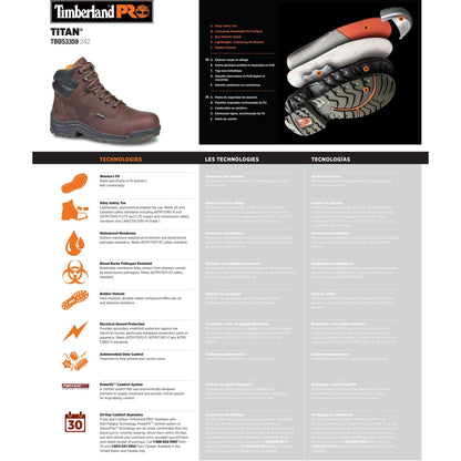 Timberland PRO Women's TITAN 6" Alloy Toe Waterproof Work Boot - TB153359242 - Overlook Boots