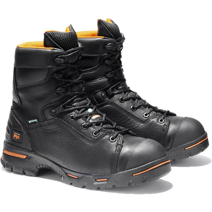 Timberland PRO Men's Endurance 8" Steel Toe Waterproof Work Boot - TB195567001 7 / Medium / Black Full Grain - Overlook Boots