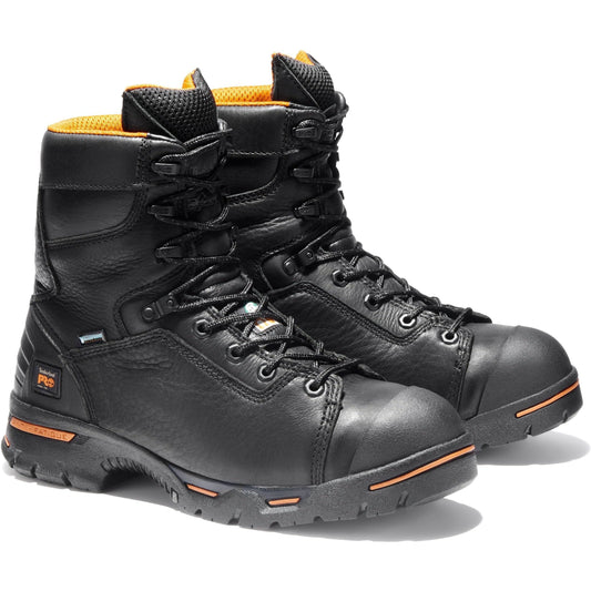 Timberland PRO Men's Endurance 8" Steel Toe Waterproof Work Boot - TB195567001 7 / Medium / Black Full Grain - Overlook Boots