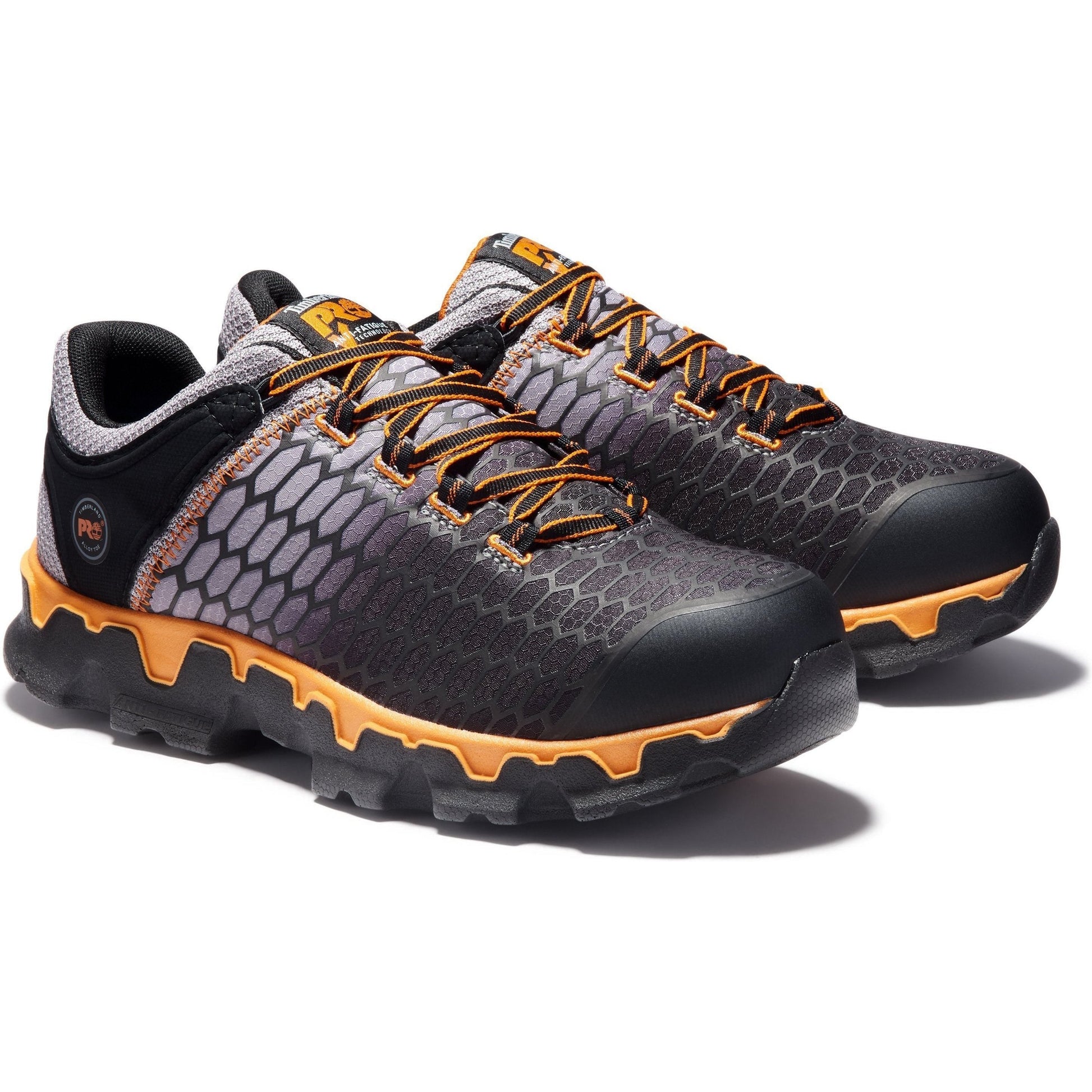 Timberland PRO Powertrain Sport Alloy Toe Work Shoe for Men - TB1A1GT9065 7 / Medium / Grey Ripstop Nylon Orange - Overlook Boots