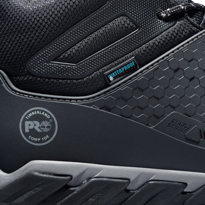 Timberland PRO Ridgework Mid Composite Toe Waterproof Hiker Work Boot Black - TB0A1KBW001 - Overlook Boots