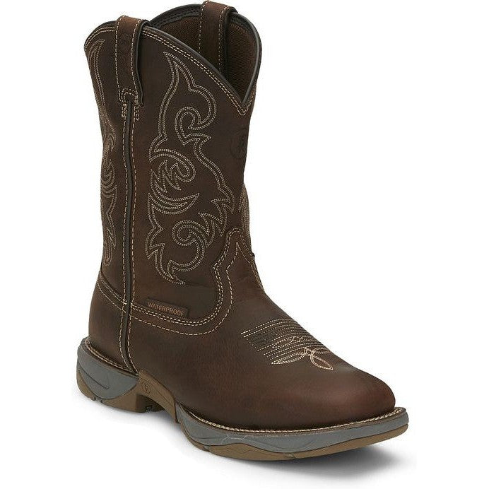 Tony Lama Men's Junction 11' Wide Square Toe Waterproof Western Work Boot -Brown- RR3353 7 / Medium / Dark Brown - Overlook Boots