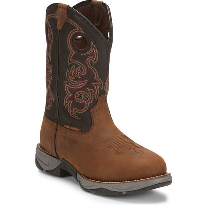 Tony Lama Men's Junction 11' Steel Toe Waterproof Western Work Boot -Brown- RR3355 7 / Medium / Brown - Overlook Boots