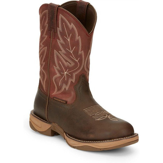 Tony Lama Men's Rasp 11" Wide Round Toe Waterproof Western Work Boot- Brown- RR3362 7 / Medium / Brown - Overlook Boots