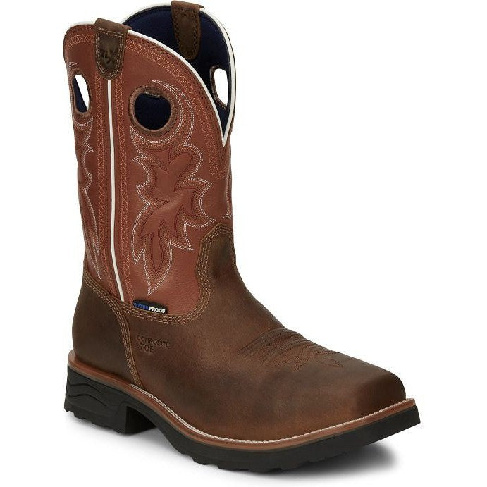 Tony Lama Men's Fireball 11" Composite Toe Waterproof Western Work Boot- Tan- TW3300 7 / Medium / Tan - Overlook Boots
