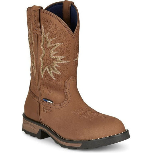 Tony Lama Men's Boom 11" Composite Toe Waterproof Western Work Boot- Brown- TW3413 7 / Medium / Brown - Overlook Boots