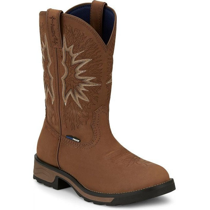 Tony Lama Men's Boom 11" Round Toe Pull On Waterproof Western Work Boot -Brown- TW3414 7 / Medium / Brown - Overlook Boots