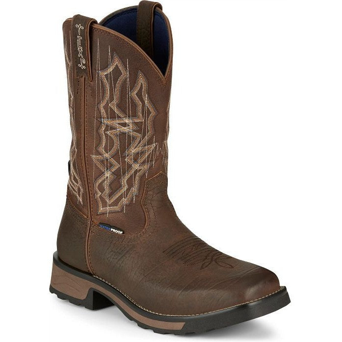 Tony Lama Men's Anchor 11' Square Toe Waterproof Western Work Boot- Brown- TW3416 7 / Medium / Brown - Overlook Boots