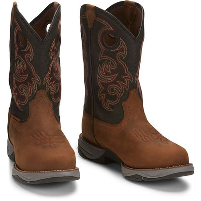 Tony Lama Men's Junction 11' Steel Toe Waterproof Western Work Boot -Brown- RR3355 - Overlook Boots