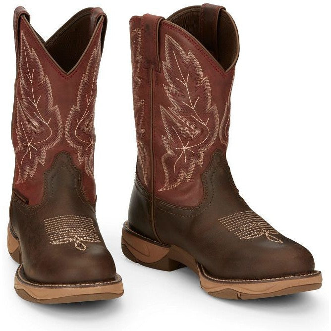 Tony Lama Men's Rasp 11" Wide Round Toe Waterproof Western Work Boot- Brown- RR3362 - Overlook Boots
