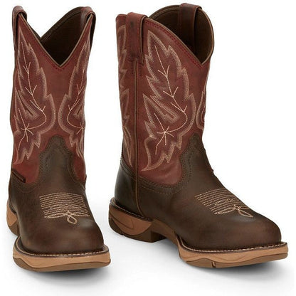 Tony Lama Men's Rasp 11" Wide Round Toe Waterproof Western Work Boot- Brown- RR3362 - Overlook Boots