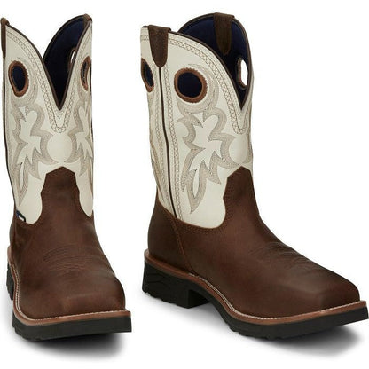Tony Lama Men's Fireball 11" Composite Toe Waterproof Western Work Boot- Brown- TW3302 - Overlook Boots