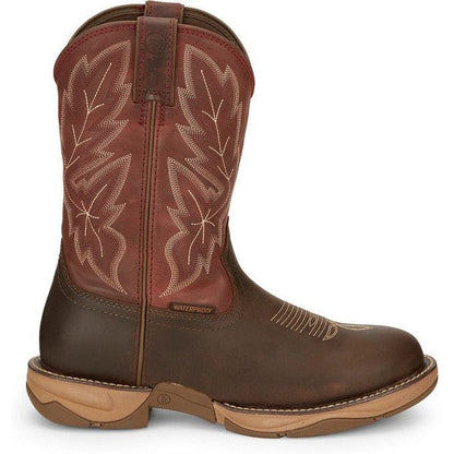 Tony Lama Men's Rasp 11" Wide Round Toe Waterproof Western Work Boot- Brown- RR3362 - Overlook Boots