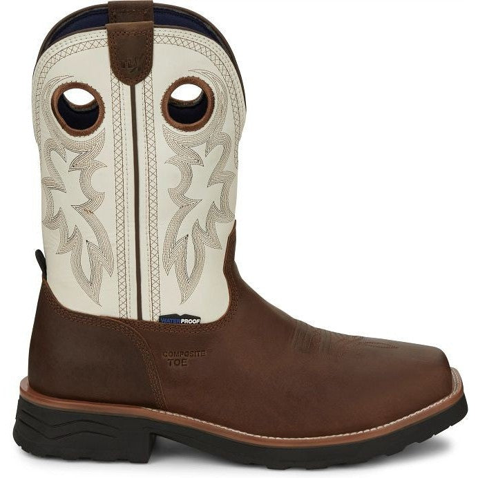 Tony Lama Men's Fireball 11" Composite Toe Waterproof Western Work Boot- Brown- TW3302 - Overlook Boots