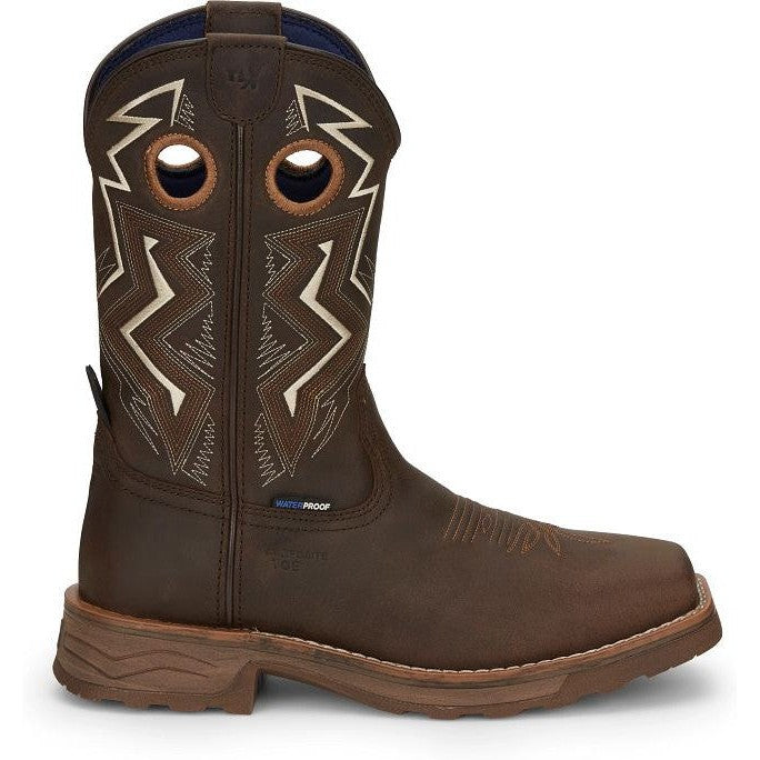 Tony Lama Men's Force 11" Wide Square Composite Toe Waterproof Western Work Boot -Brown- TW3403 - Overlook Boots