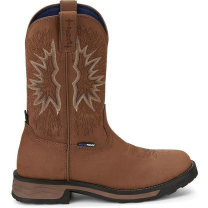 Tony Lama Men's Boom 11" Round Toe Pull On Waterproof Western Work Boot -Brown- TW3414 - Overlook Boots