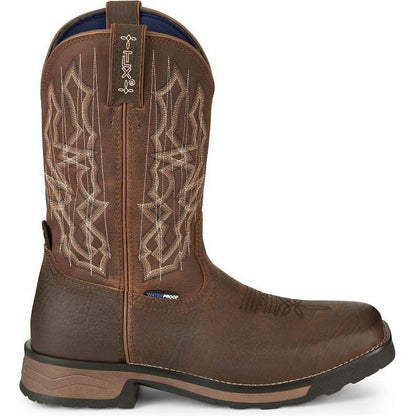 Tony Lama Men's Anchor 11' Square Toe Waterproof Western Work Boot- Brown- TW3416 - Overlook Boots