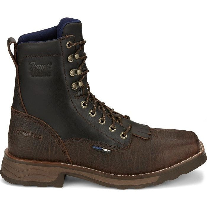 Tony Lama Men's High Range 8" Composite Toe Waterproof Western Work Boot -Brown- TW3430 - Overlook Boots