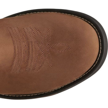 Tony Lama Men's Boom 11" Round Toe Pull On Waterproof Western Work Boot -Brown- TW3414 - Overlook Boots