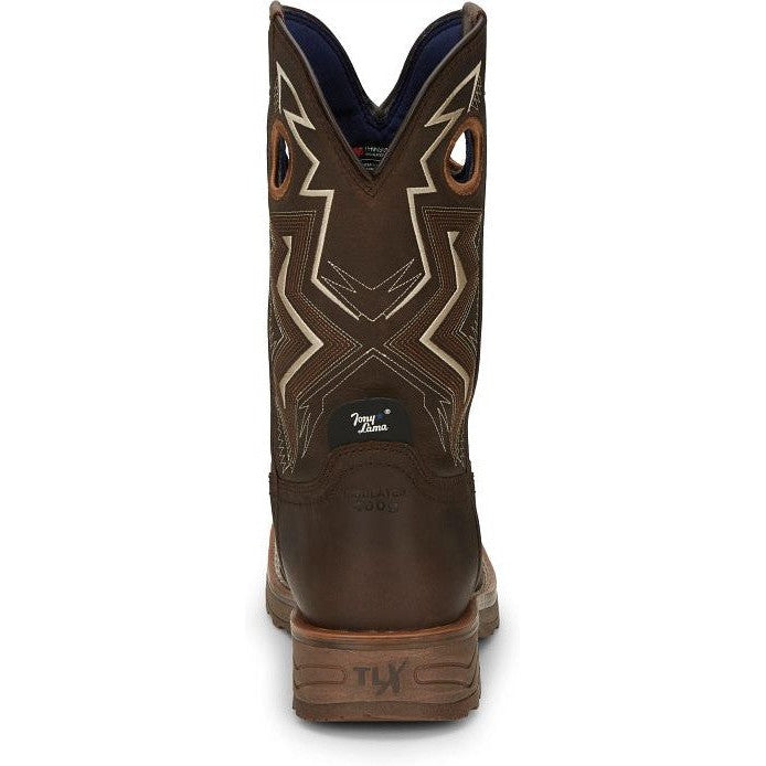 Tony Lama Men's Force 11" Wide Square Composite Toe Waterproof Western Work Boot -Brown- TW3403 - Overlook Boots