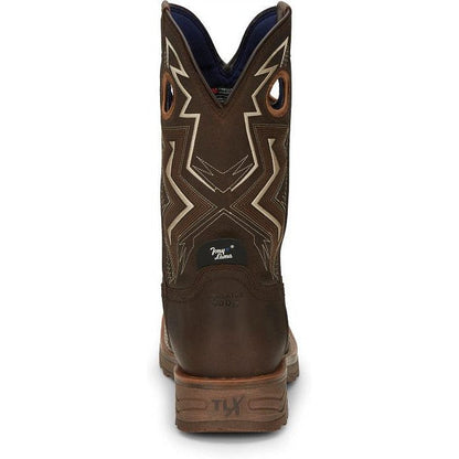 Tony Lama Men's Force 11" Wide Square Composite Toe Waterproof Western Work Boot -Brown- TW3403 - Overlook Boots