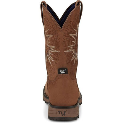 Tony Lama Men's Boom 11" Round Toe Pull On Waterproof Western Work Boot -Brown- TW3414 - Overlook Boots
