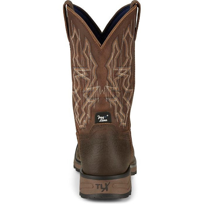 Tony Lama Men's Anchor 11' Square Toe Waterproof Western Work Boot- Brown- TW3416 - Overlook Boots