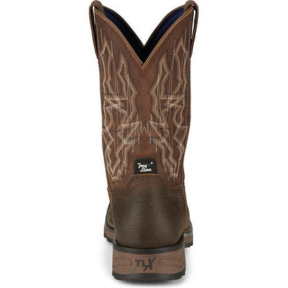 Tony Lama Men's Anchor 11' Square Toe Waterproof Western Work Boot- Brown- TW3416 - Overlook Boots
