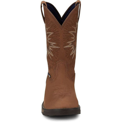 Tony Lama Men's Boom 11" Round Toe Pull On Waterproof Western Work Boot -Brown- TW3414 - Overlook Boots