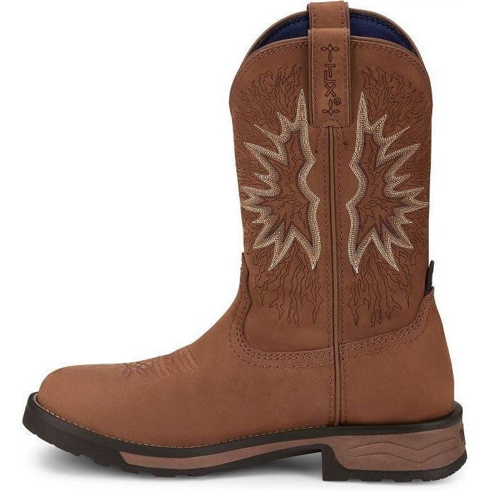Tony Lama Men's Boom 11" Round Toe Pull On Waterproof Western Work Boot -Brown- TW3414 - Overlook Boots