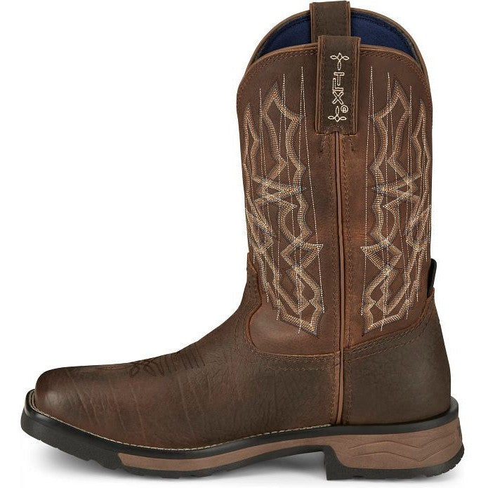 Tony Lama Men's Anchor 11' Square Toe Waterproof Western Work Boot- Brown- TW3416 - Overlook Boots