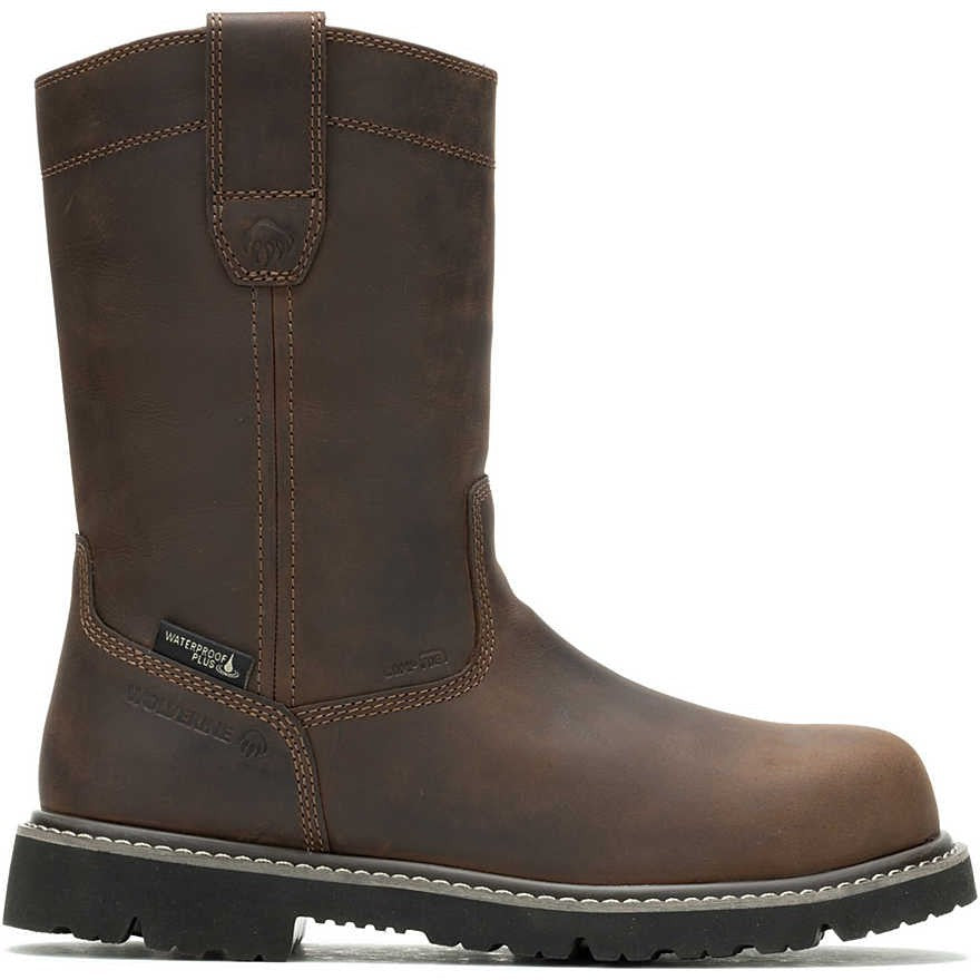 Wolverine Men's Revival 10" Composite Toe Waterproof Wellington Work Boot- Brown- W241020 7 / Medium / Dark Brown - Overlook Boots