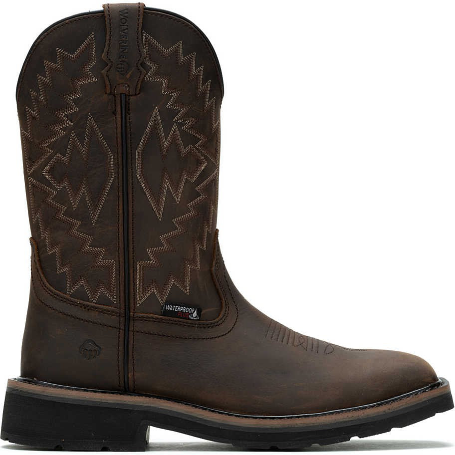 Wolverine Men's Rancher Arrow Steel Toe Waterproof Western Work Boot- Brown- W241048 7 / Medium / Dark Brown - Overlook Boots